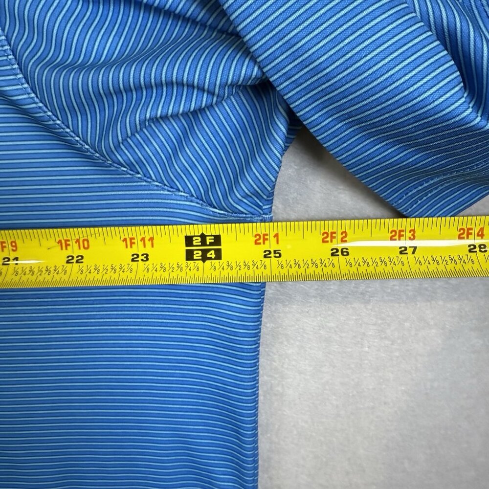 Greg Norman Shark Polo Shirt Blue StripeShort Sleeve Mens XL 3-Button Polyester - Picture 8 of 11